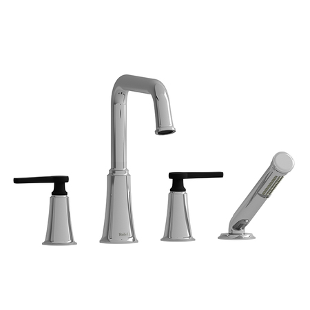 RIOBEL 4-Piece Deck-Mount Tub Filler With Hand Shower MMSQ12JCBK